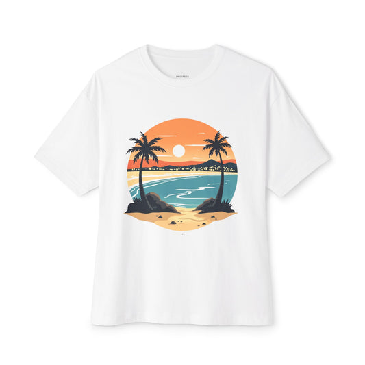 Beach Sunset Graphic Tee — Palm Tree Surf Vacation T-Shirt