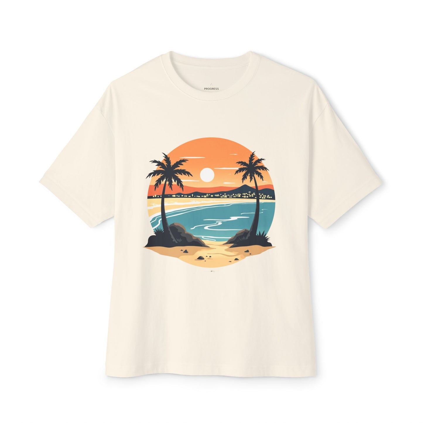 Beach Sunset Graphic Tee — Palm Tree Surf Vacation T-Shirt