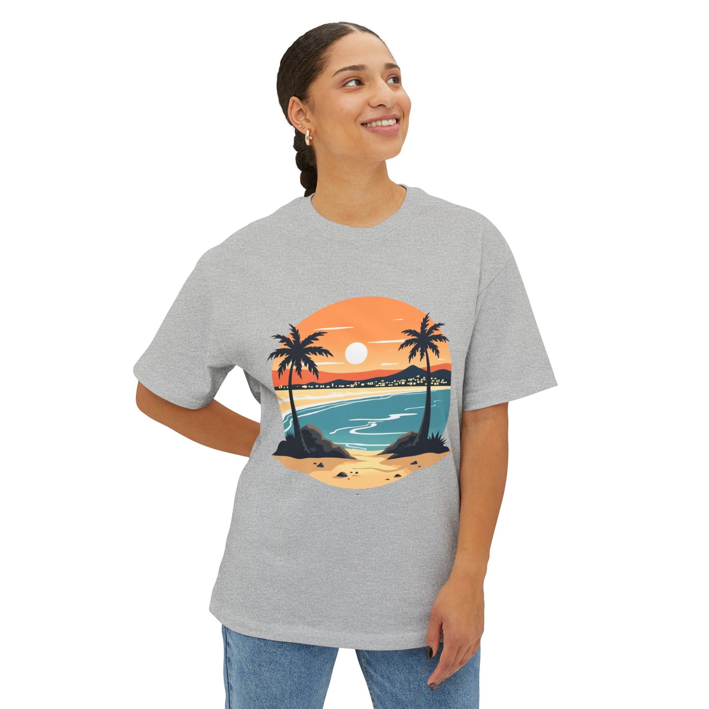 Beach Sunset Graphic Tee — Palm Tree Surf Vacation T-Shirt