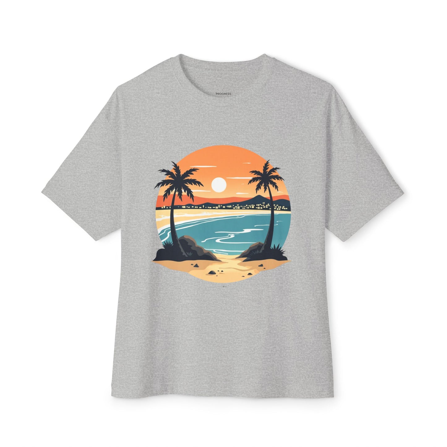 Beach Sunset Graphic Tee — Palm Tree Surf Vacation T-Shirt