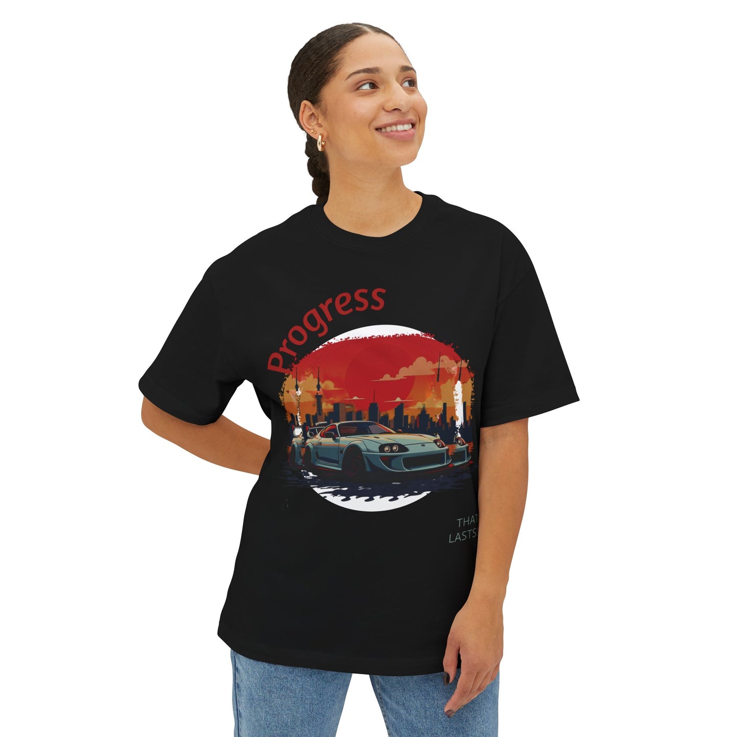 Car Sunset Oversized Boxy Tee