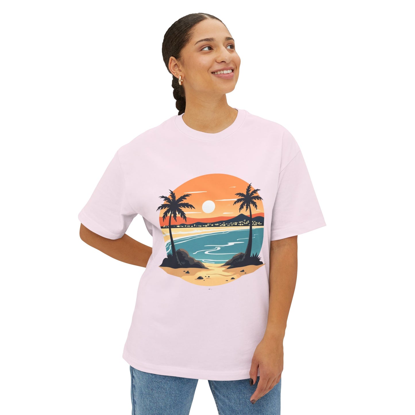 Beach Sunset Graphic Tee — Palm Tree Surf Vacation T-Shirt