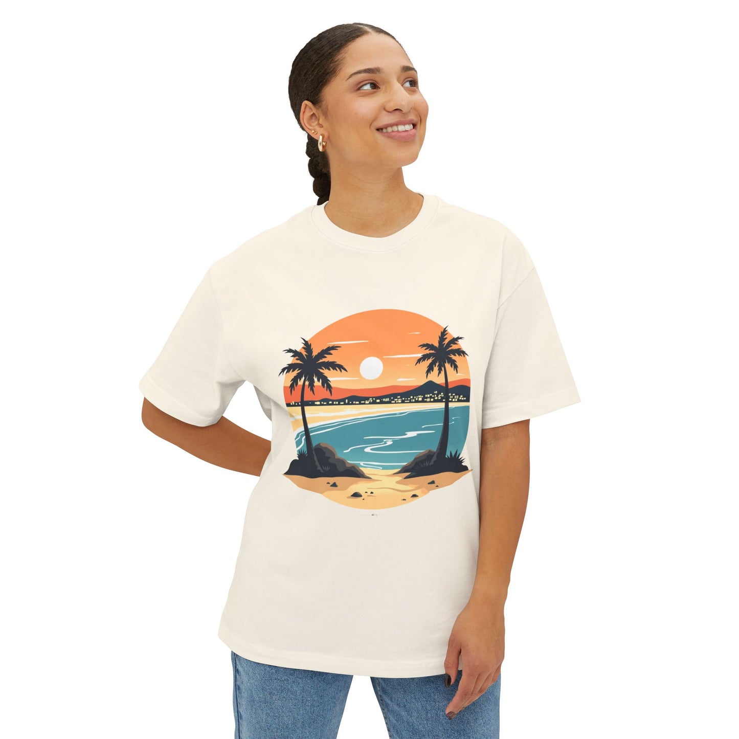 Beach Sunset Graphic Tee — Palm Tree Surf Vacation T-Shirt